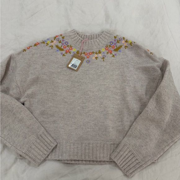 Boden Sweaters - Boden Floral Embroidered Sweater - Light Brown